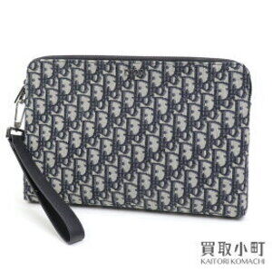 Dior Oblique Triangle Blue Jacquard Zip Clutch Shoulder Bag Pouch